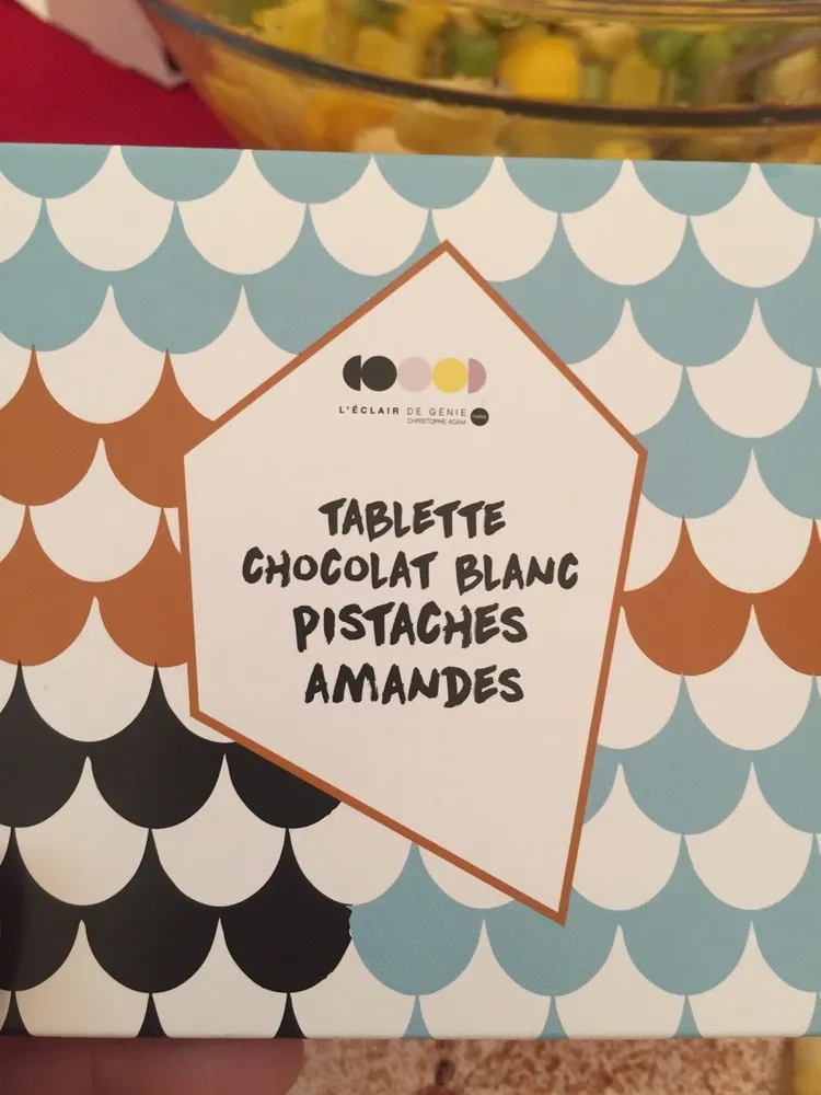 Tablette chocolat blanc pistaches amandes