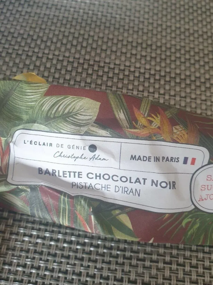 Barre de chocolat pistache Christophe Adam