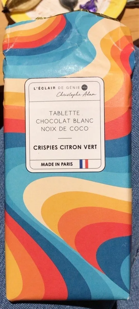 Tablette chocolat blanc noix de coco crispies citron vert