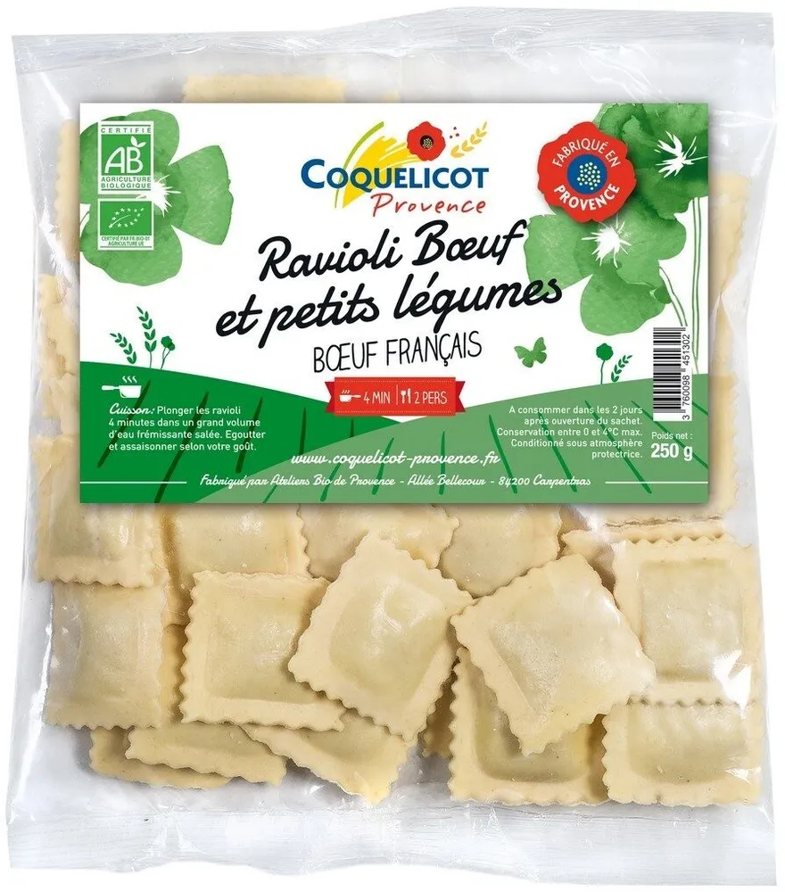 Ravioli Bœuf français et petits légumes