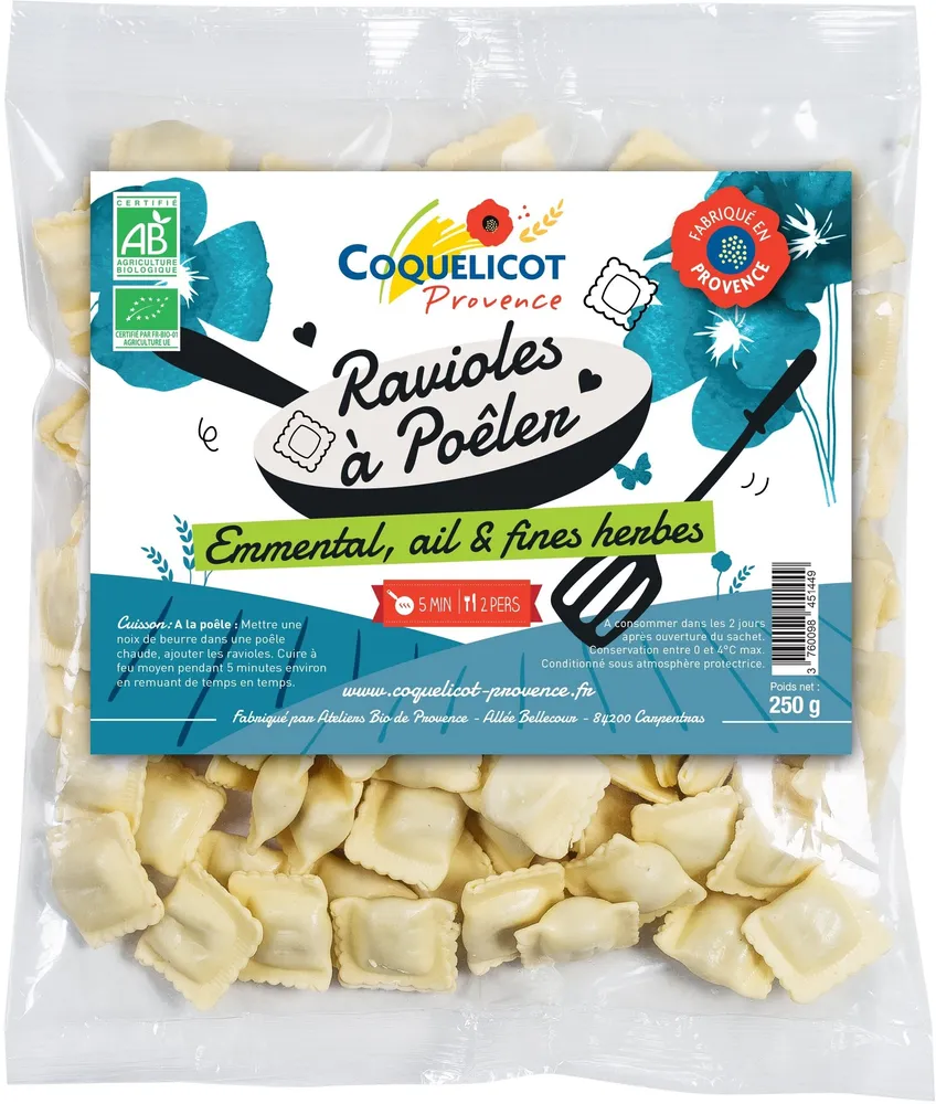 Ravioles à poêler emmental, ail & fines herbes
