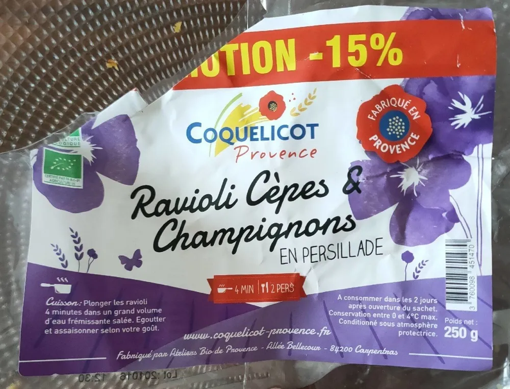 Ravioli cèpes chapignons