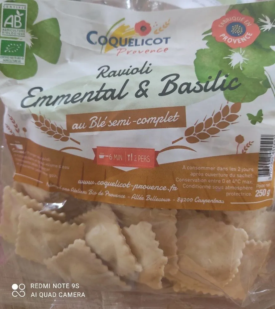 Ravioli emmental et basilic