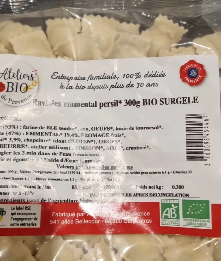 Ravioles emmental persil