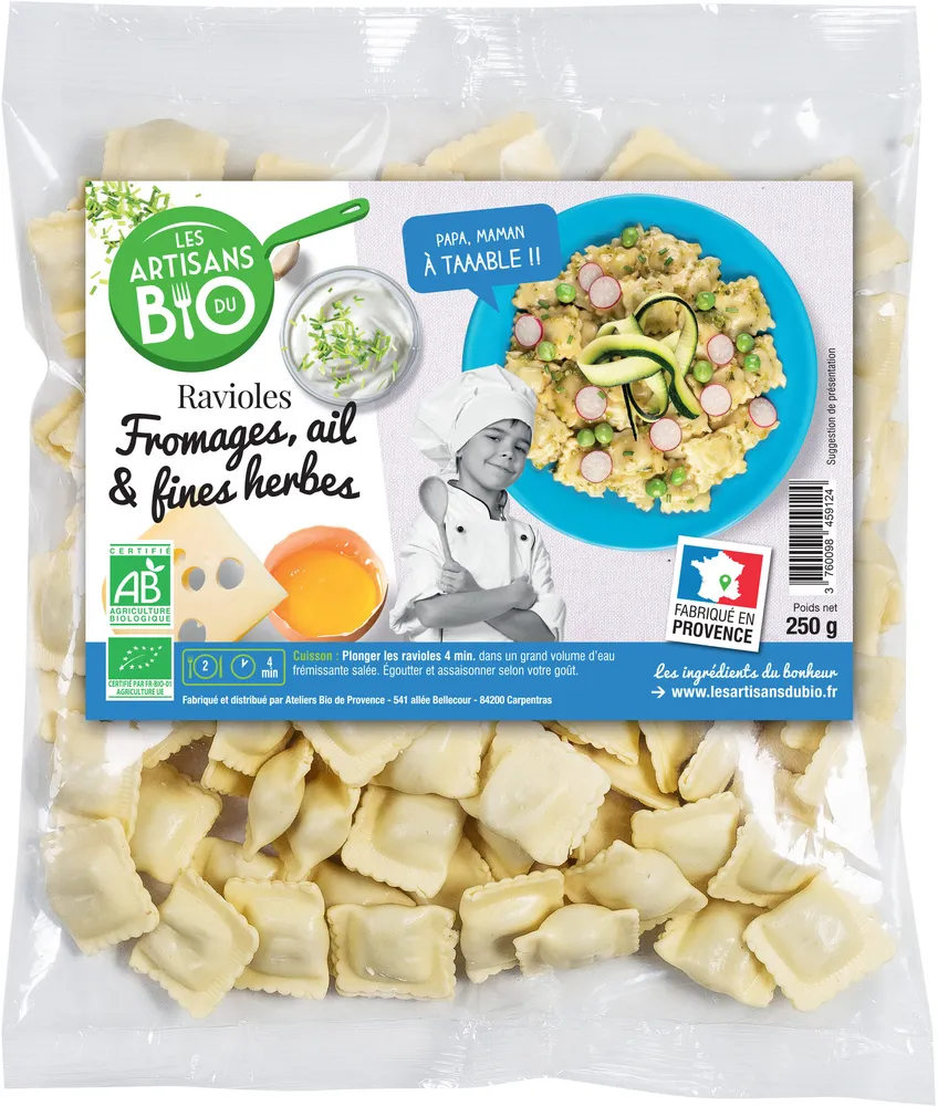 Ravioles fromages, ail & fines herbes BIO 250g