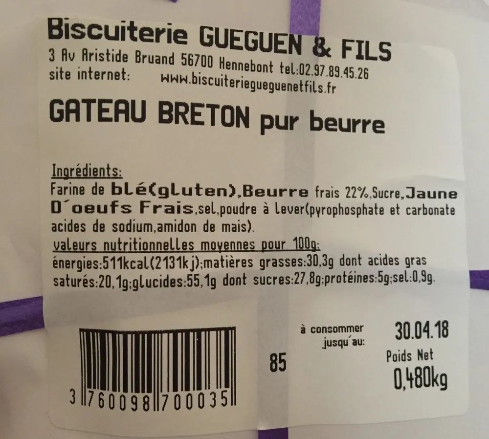 Gâteau breton pur beurre