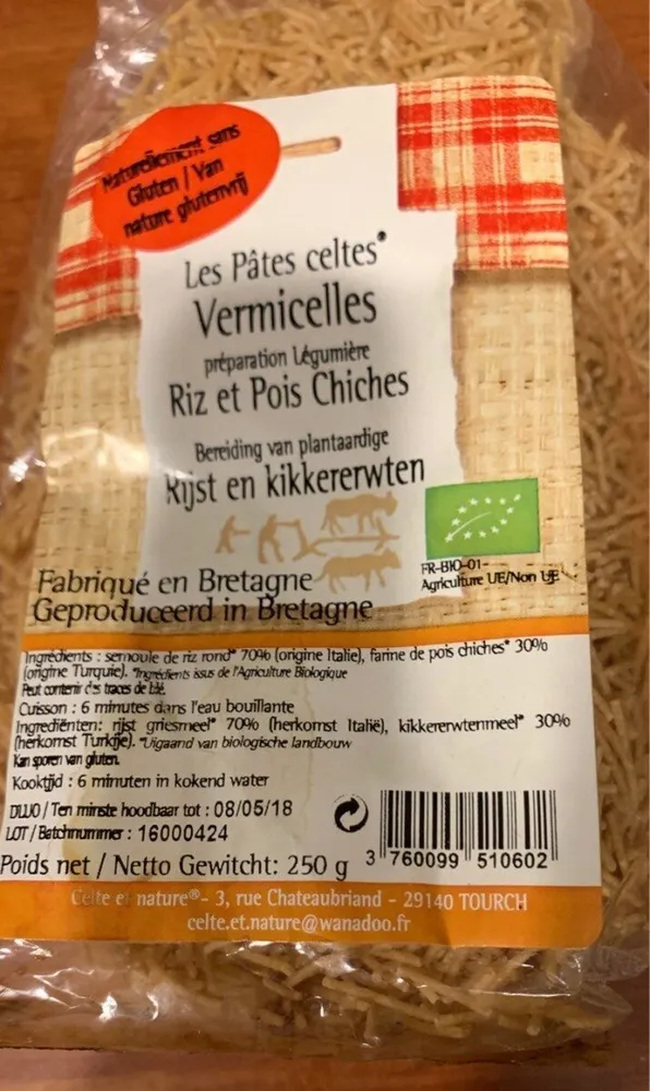 Pâte Vermicelles Riz et Pois Chiches