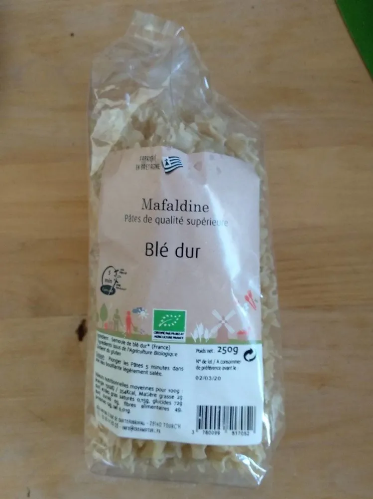 Mafaldine pâtes de qualité supérieure