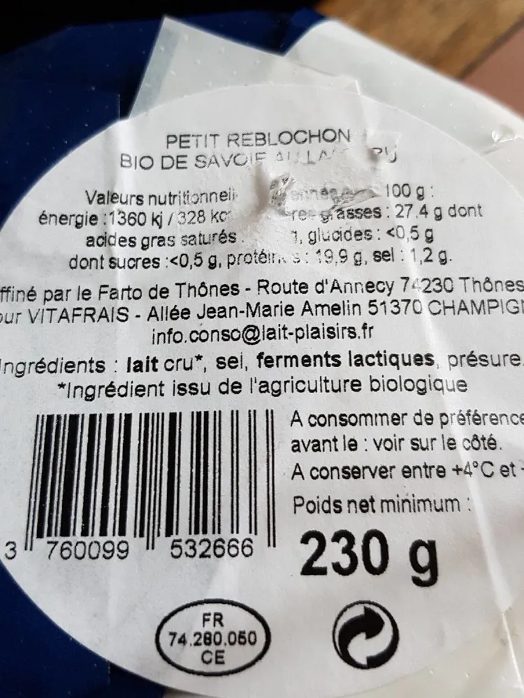 Petit Reblochon bio de Savoie au lait cru