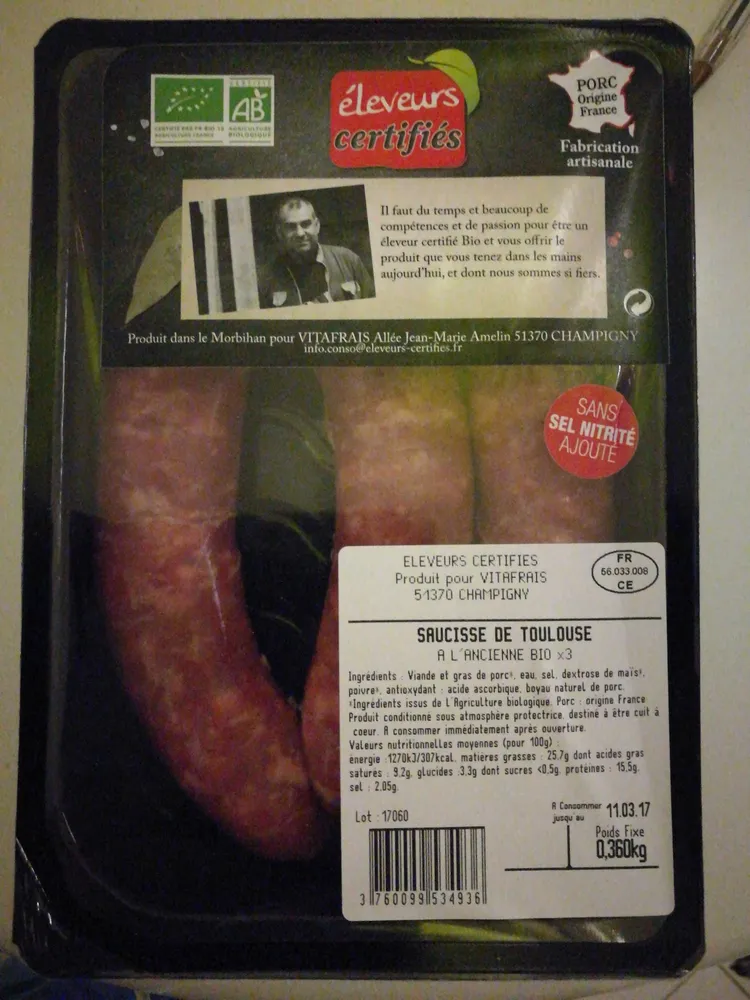 saucisse de Toulouse bio