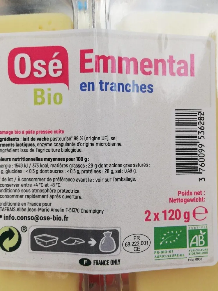 Emmental en tranches