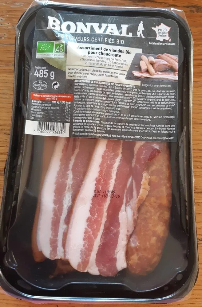 Assortiment viande bio pour choucroute