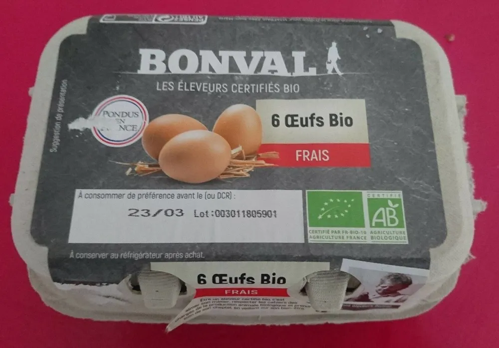 6 oeufs bio frais