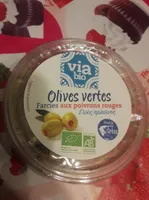 Olives vertes farcies aux poivrons rouges