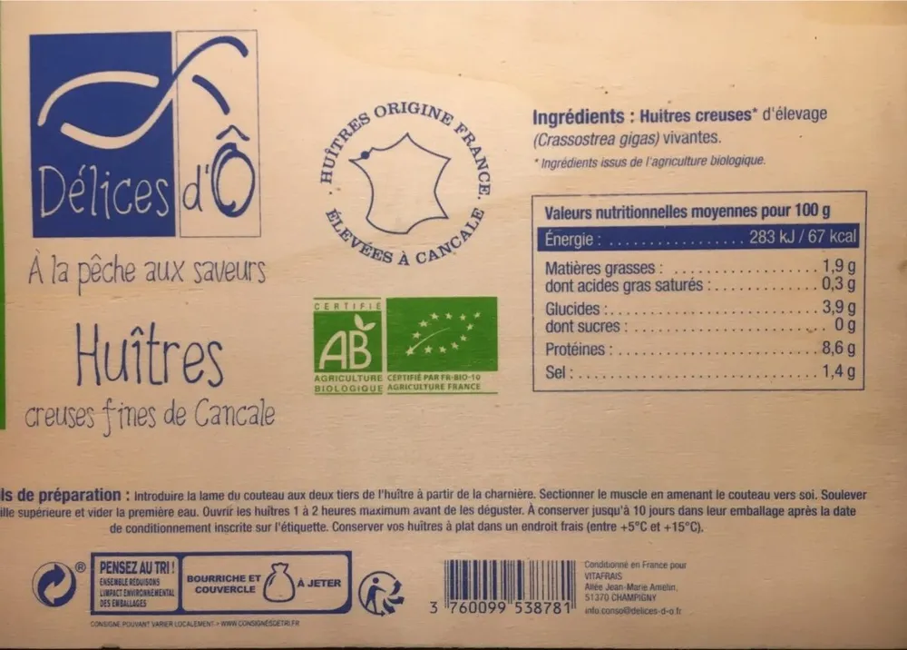 Huitres creuses fines de Cancale