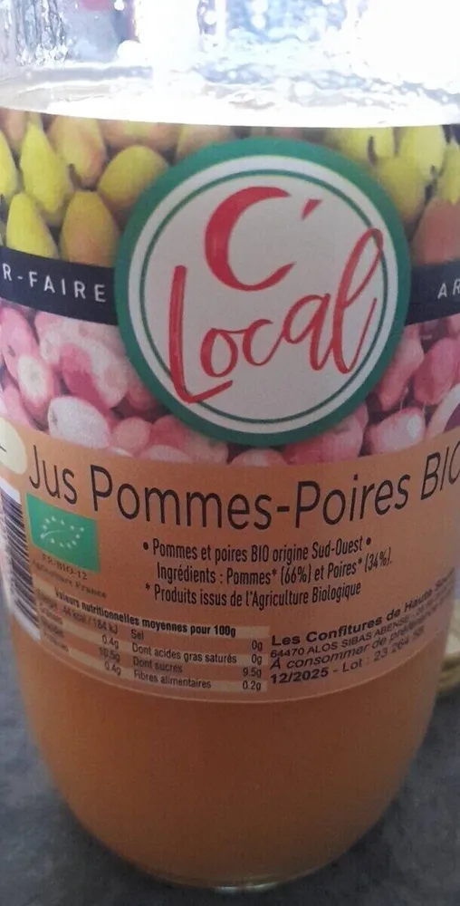 Jus pommes poires bio