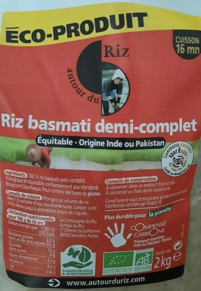 Riz basmati demi-complet Bio et équitable