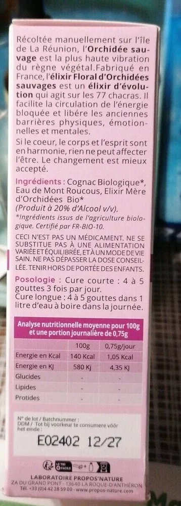 Elixir floral d'orchidées sauvages bio