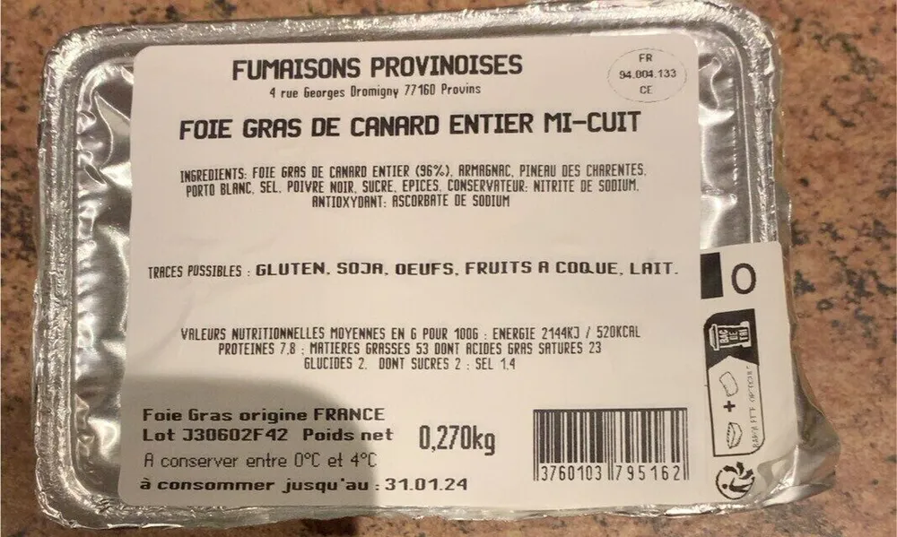 Foie gras de canard entier mi cuit