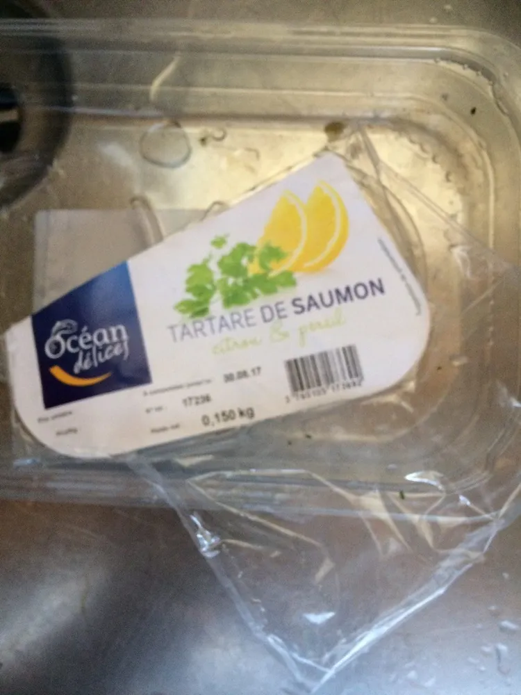 Tartare saumon citron/persil, transformé en France, barquette de