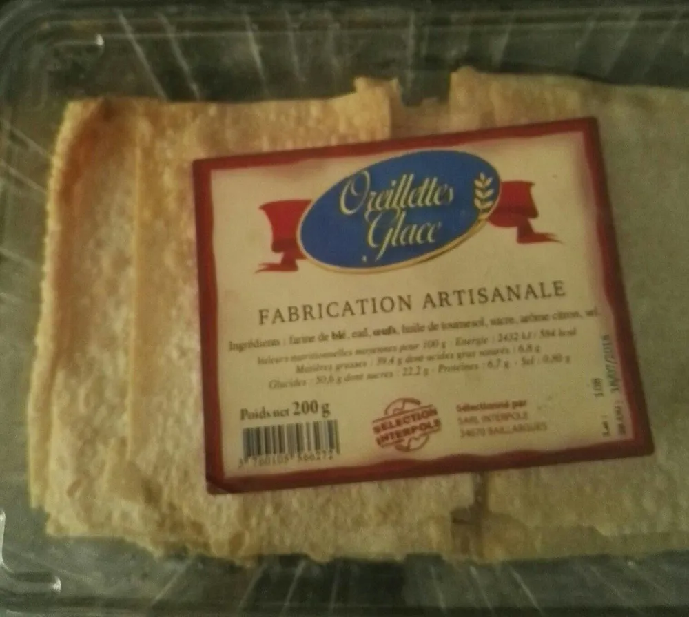 Oreillettes glace artisanale