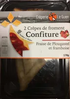 2 crêpes de froment confiture fraise de Plougastel et framboise