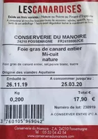 Foie gras de canard entier mi-cuit nature