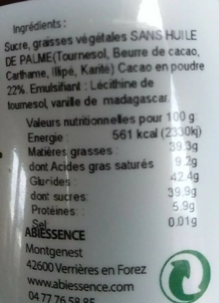 Pâte à tartiner chocolat noir
