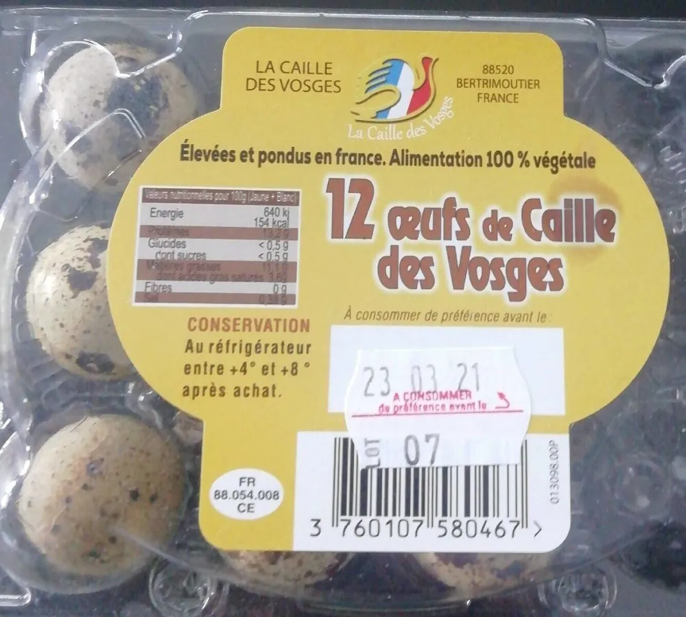 12 œufs de caille des Vosges