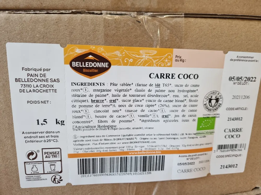 Biscuit carré coco