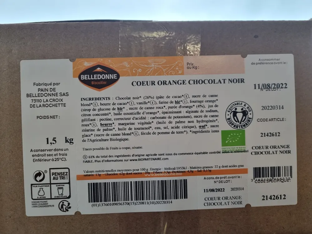 Biscuit cœur d'orange