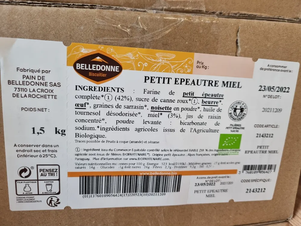 Biscuit petit épeautre miel