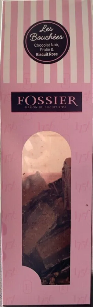 Bonbons de chocolat noir praliné au biscuit rose