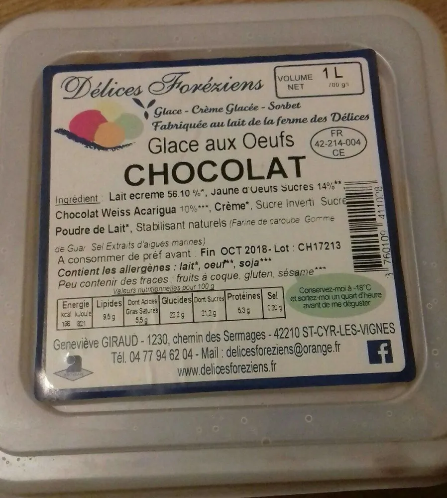 Glace aux oeufs chocolat
