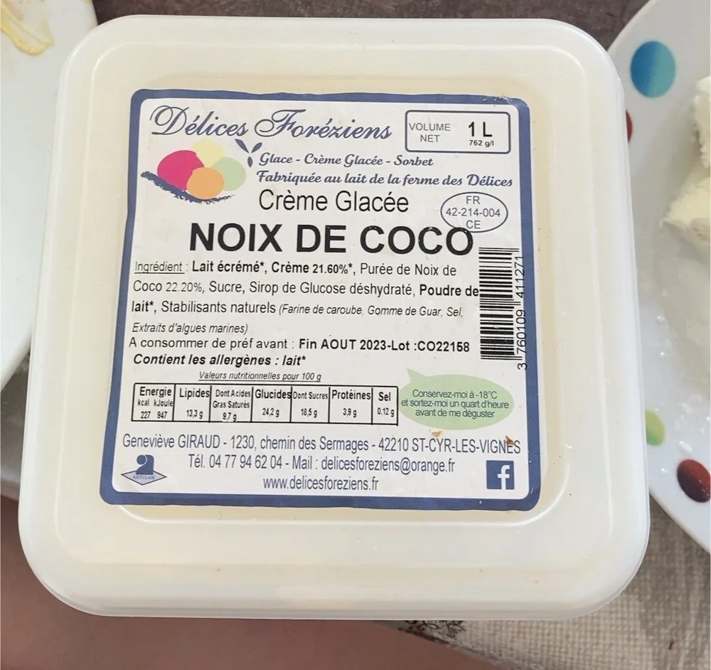 Crème glacée Noix de coco