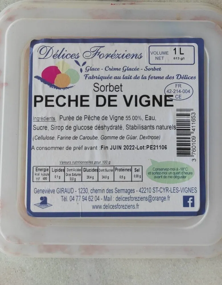 Sorbet pêche de vigne