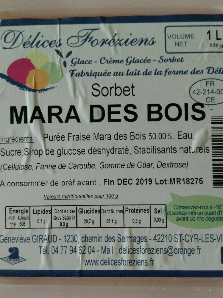 Sorbet Mara des bois