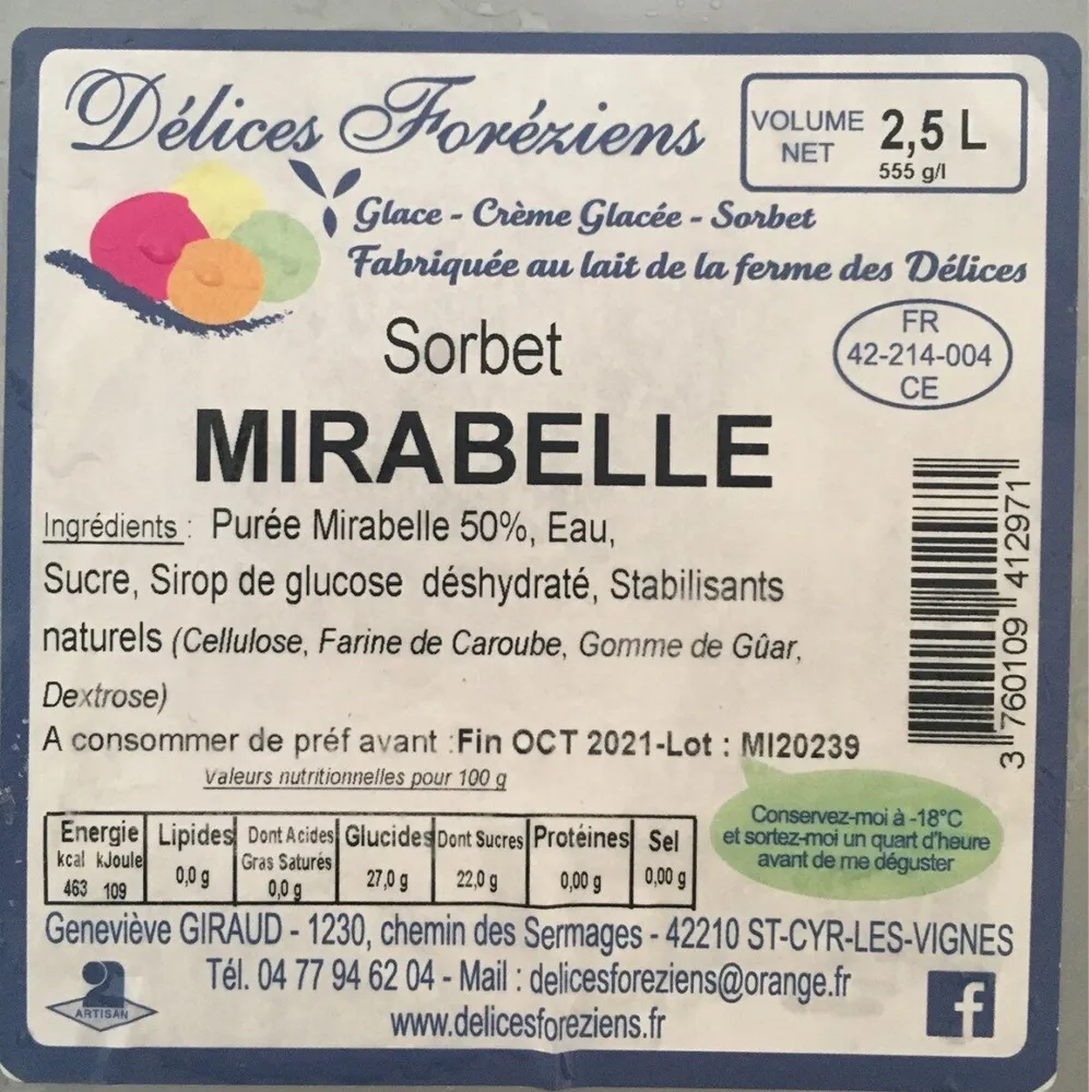Sorbet mirabelle