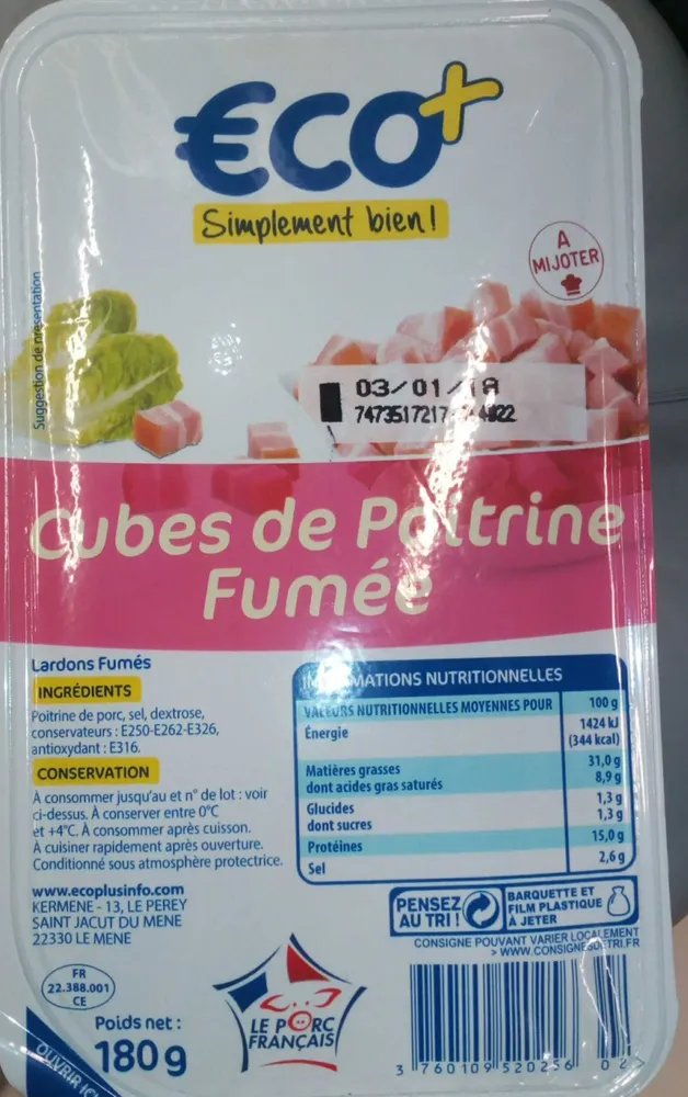 Cubes de Poitrine Fumée