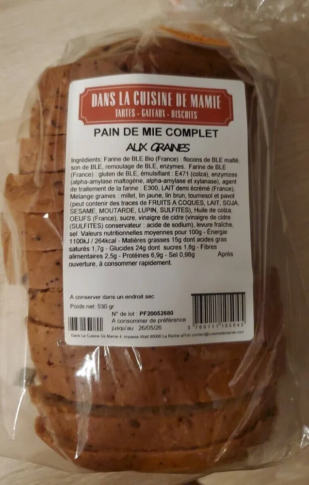 Pain de mie complet aux graines