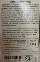 Gingerli bâtonnet noir lait