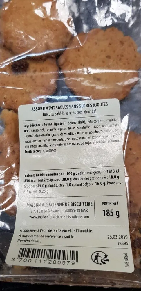Assortiment sablés sans sucres ajoutés