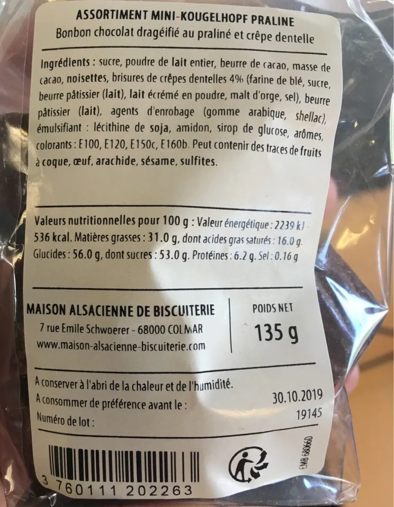 Assortiment mini-kougelhopf praline