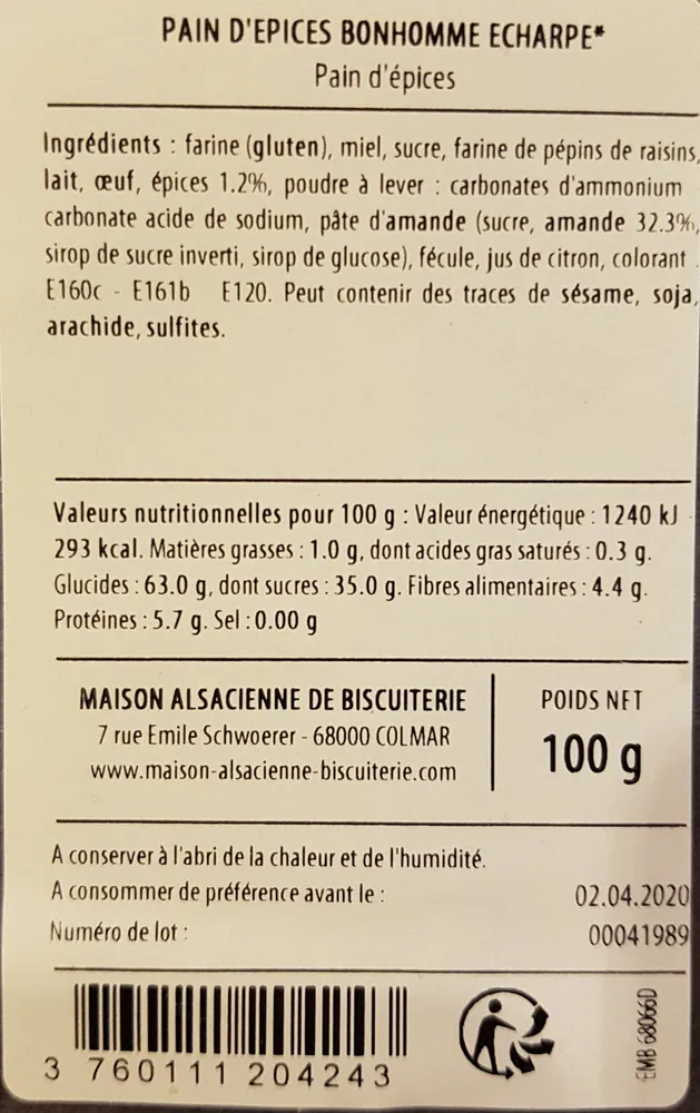 Pain d'Épices bonhomme écharpe