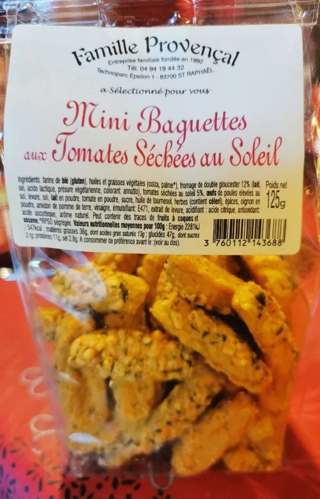 Mini baguettes aux tomates séchées au soleil