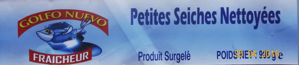 Petites seiches nettoyées, surgelées