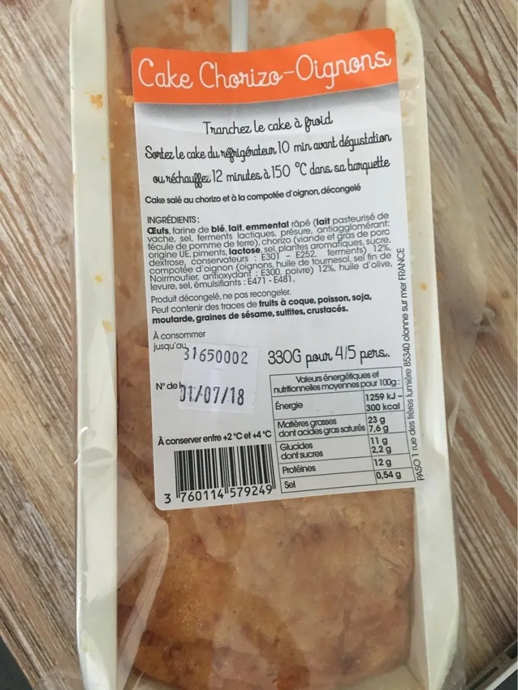 Cake Chorizo-Oignons