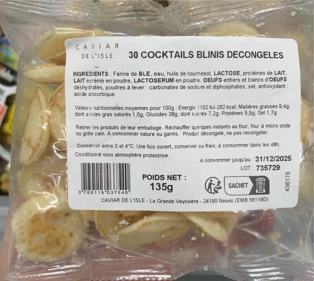 30 cocktails blinis décongelés