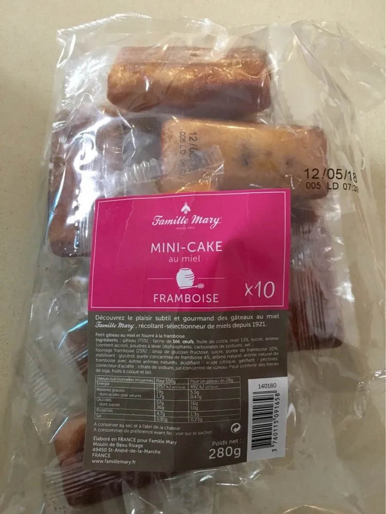 Mini cake au miel framboise