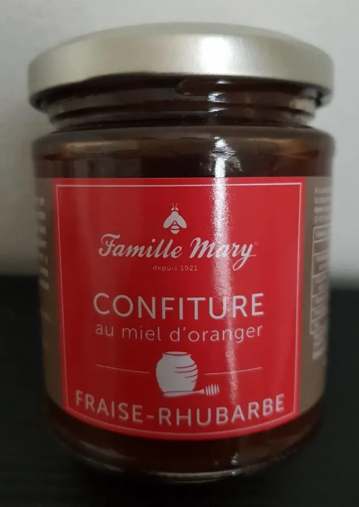 Confiture au miel d'oranger, fraise-rhubarbe
